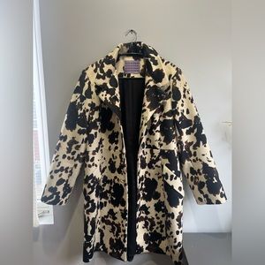 Alexa Chung Cow Print Faux Fur Coat
